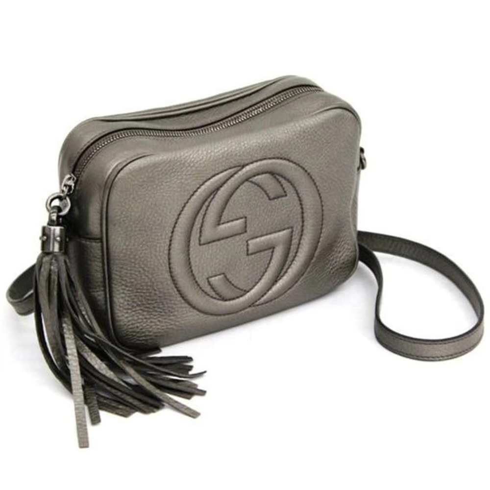 Gucci Soho Calf Disco Bag Fringe Shoulder Silver